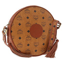 MCM Vicetos Logogram Shoulder Bag PVC Brown Gold Auth 182146-1