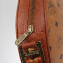 MCM Vicetos Logogram Shoulder Bag PVC Brown Gold Auth 182146-16