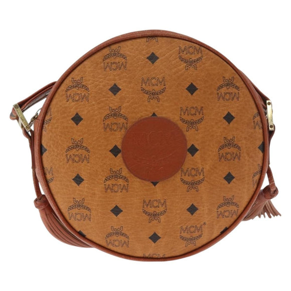 MCM Vicetos Logogram Shoulder Bag PVC Brown Gold Auth 182146