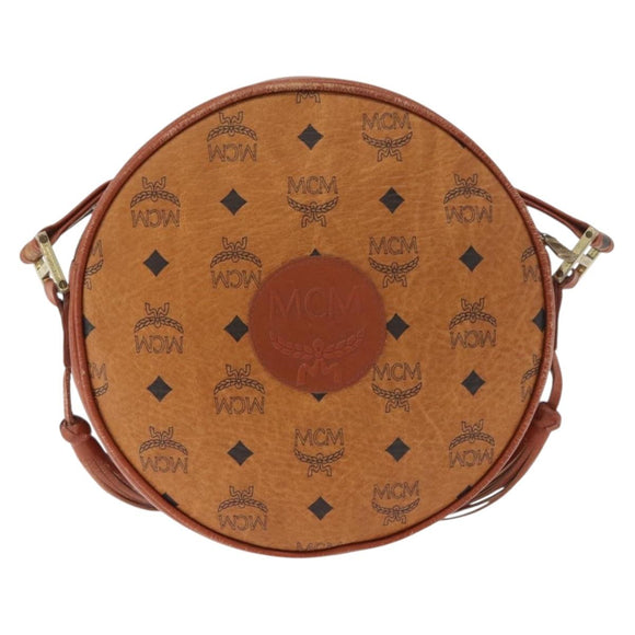 MCM Vicetos Logogram Shoulder Bag PVC Brown Gold Auth 182146
