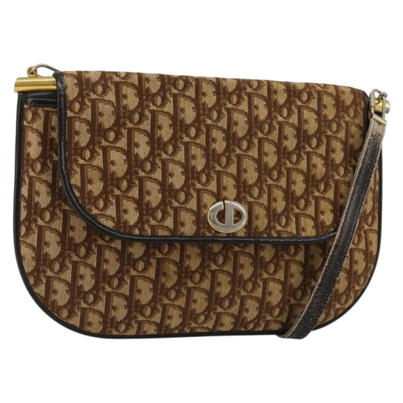 Christian Dior Trotter Canvas Umhängetasche Braun Gold Original 182147