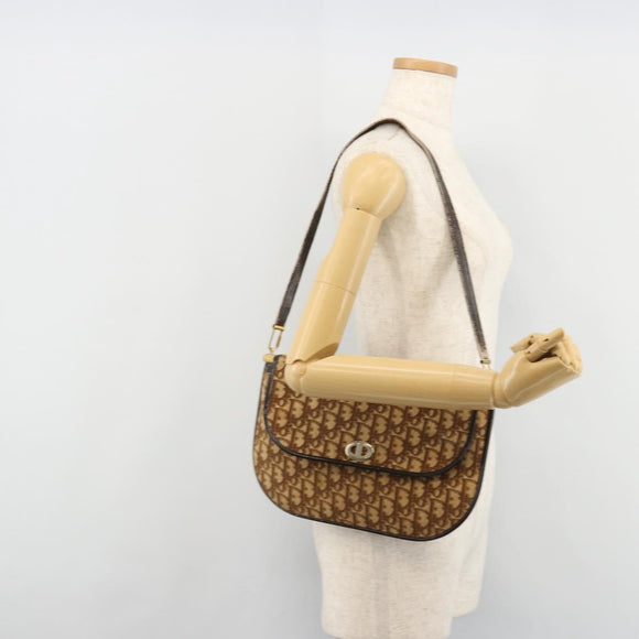 Christian Dior Trotter Canvas Umhängetasche Braun Gold Original 182147