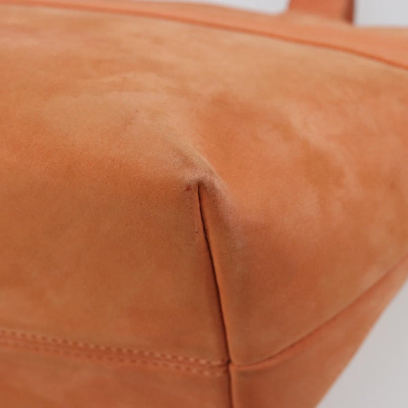 Salvatore Ferragamo Vara Ribbon Hand Bag Suede Orange Silver Auth 182149