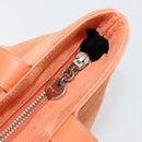 Salvatore Ferragamo Vara Ribbon Hand Bag Suede Orange Silver Auth 182149-10