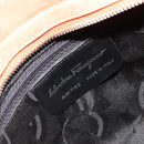 Salvatore Ferragamo Vara Ribbon Hand Bag Suede Orange Silver Auth 182149-12