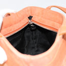 Salvatore Ferragamo Vara Ribbon Hand Bag Suede Orange Silver Auth 182149-18