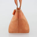 Salvatore Ferragamo Vara Ribbon Hand Bag Suede Orange Silver Auth 182149-3