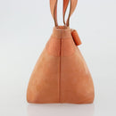 Salvatore Ferragamo Vara Ribbon Hand Bag Suede Orange Silver Auth 182149-4