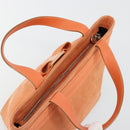 Salvatore Ferragamo Vara Ribbon Hand Bag Suede Orange Silver Auth 182149-6