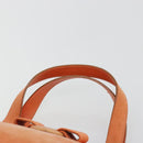 Salvatore Ferragamo Vara Ribbon Hand Bag Suede Orange Silver Auth 182149-8