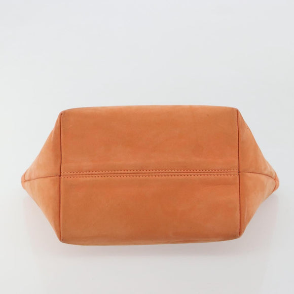 Salvatore Ferragamo Vara Ribbon Hand Bag Suede Orange Silver Auth 182149