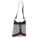 GUCCI GG Supreme Sherry Line Shoulder Bag PVC Navy Gold Auth 182154A-1
