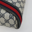 GUCCI GG Supreme Sherry Line Shoulder Bag PVC Navy Gold Auth 182154A-9