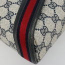 GUCCI GG Supreme Sherry Line Shoulder Bag PVC Navy Gold Auth 182154A-14