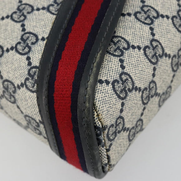 GUCCI GG Supreme Sherry Line Shoulder Bag PVC Navy Gold Auth 182154A