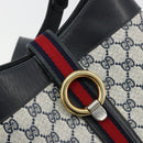 GUCCI GG Supreme Sherry Line Shoulder Bag PVC Navy Gold Auth 182154A-17