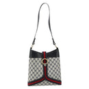 GUCCI GG Supreme Sherry Line Shoulder Bag PVC Navy Gold Auth 182154A-13