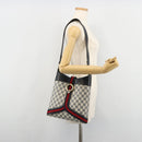 GUCCI GG Supreme Sherry Line Shoulder Bag PVC Navy Gold Auth 182154A-20