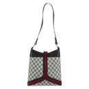 GUCCI GG Supreme Sherry Line Shoulder Bag PVC Navy Gold Auth 182154A-2