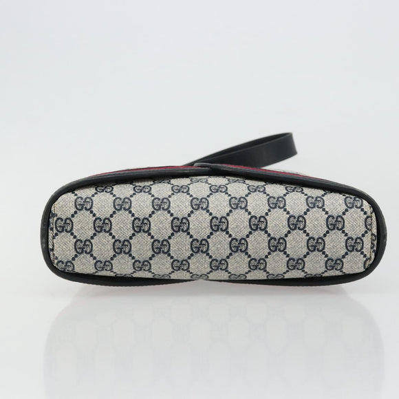 GUCCI GG Supreme Sherry Line Shoulder Bag PVC Navy Gold Auth 182154A