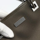 GUCCI Tote Bag Satin Khaki Silver 002 1099 Auth 182156-14
