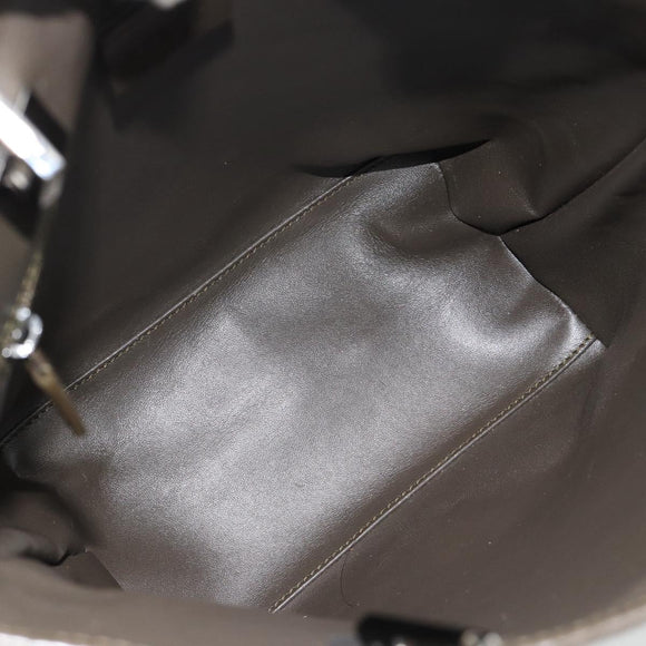 GUCCI Tote Bag Satin Khaki Silver 002 1099 Auth 182156