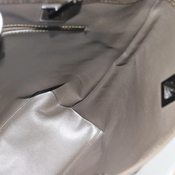 GUCCI Tote Bag Satin Khaki Silver 002 1099 Auth 182156