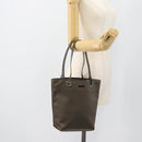 GUCCI Tote Bag Satin Khaki Silver 002 1099 Auth 182156-22