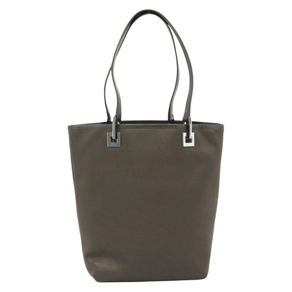 GUCCI Tote Bag Satin Khaki Silver 002 1099 Auth 182156