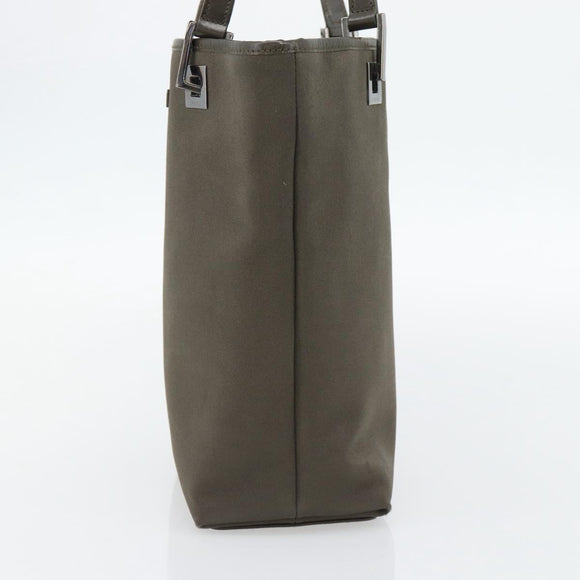 GUCCI Tote Bag Satin Khaki Silver 002 1099 Auth 182156