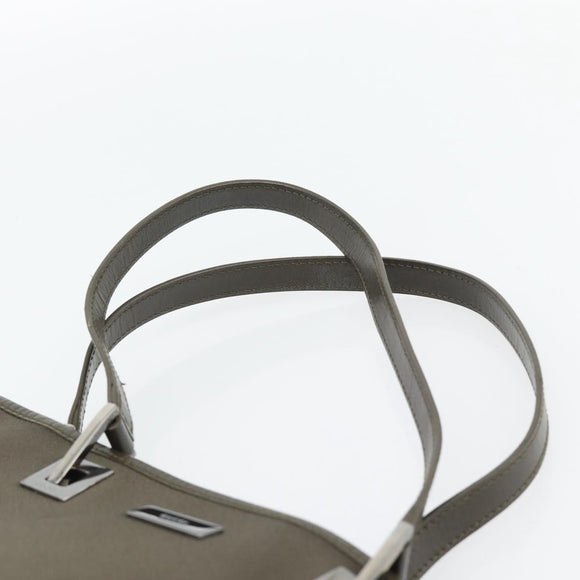 GUCCI Tote Bag Satin Khaki Silver 002 1099 Auth 182156
