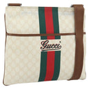 GUCCI GG Supreme Web Sherry Line Bag PVC White Red Green 189816 Auth 182157A-1
