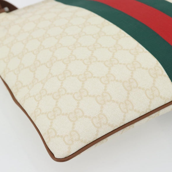 GUCCI GG Supreme Web Sherry Line Bag PVC White Red Green 189816 Auth 182157A
