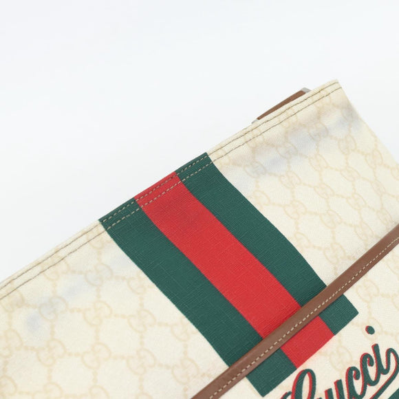 GUCCI GG Supreme Web Sherry Line Bag PVC White Red Green 189816 Auth 182157A
