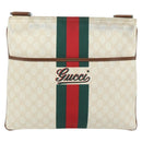GUCCI GG Supreme Web Sherry Line Bag PVC White Red Green 189816 Auth 182157A-13
