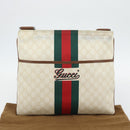 GUCCI GG Supreme Web Sherry Line Bag PVC White Red Green 189816 Auth 182157A-12