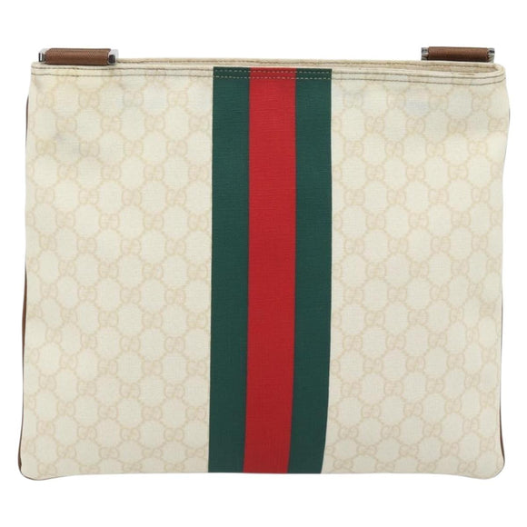GUCCI GG Supreme Web Sherry Line Bag PVC White Red Green 189816 Auth 182157A