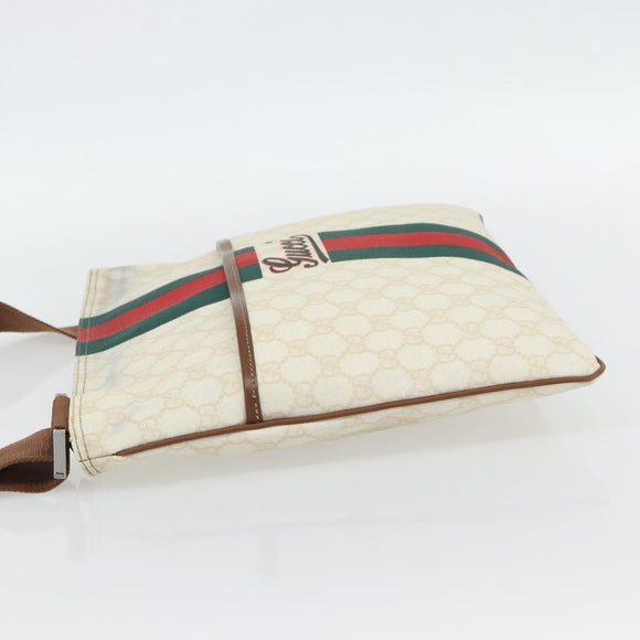 GUCCI GG Supreme Web Sherry Line Bag PVC White Red Green 189816 Auth 182157A
