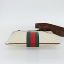 GUCCI GG Supreme Web Sherry Line Bag PVC White Red Green 189816 Auth 182157A-5