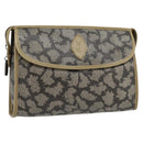 SAINT LAURENT Clutch Bag PVC Canvas Gray Auth 182160-1