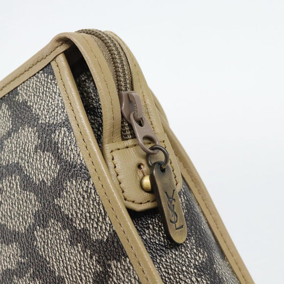 SAINT LAURENT Clutch Bag PVC Canvas Gray Auth 182160