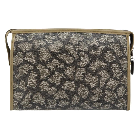 SAINT LAURENT Clutch Bag PVC Canvas Gray Auth 182160