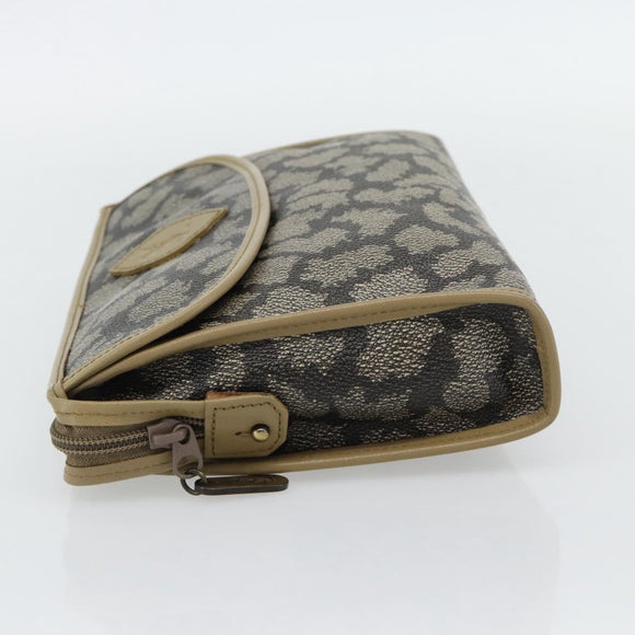SAINT LAURENT Clutch Bag PVC Canvas Gray Auth 182160