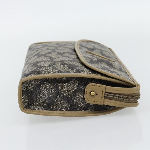 SAINT LAURENT Clutch Bag PVC Canvas Gray Auth 182160