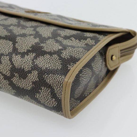SAINT LAURENT Clutch Bag PVC Canvas Gray Auth 182160
