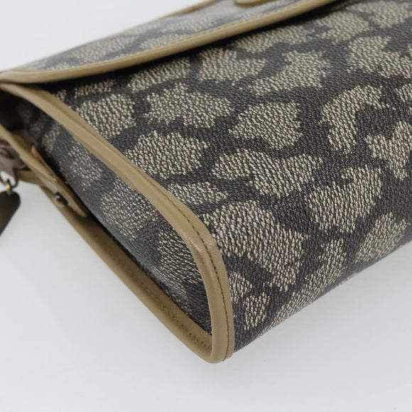 SAINT LAURENT Clutch Bag PVC Canvas Gray Auth 182160