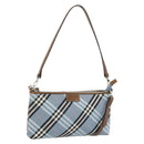 BURBERRY Nova Check Blue Label Bag Canvas 2way Light Blue Silver Auth 182163-1