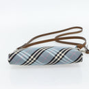 BURBERRY Nova Check Blue Label Bag Canvas 2way Light Blue Silver Auth 182163-5