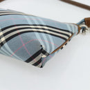 BURBERRY Nova Check Blue Label Bag Canvas 2way Light Blue Silver Auth 182163-9