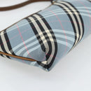 BURBERRY Nova Check Blue Label Bag Canvas 2way Light Blue Silver Auth 182163-16